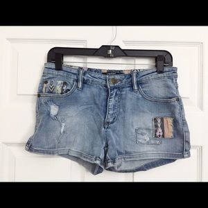 🔥LASTDAY🔥Patchwork mid rise denim shorts